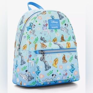 Loungefly Disney Dogs Floral Mini Backpack NEW With Tags Blue Animals Cute